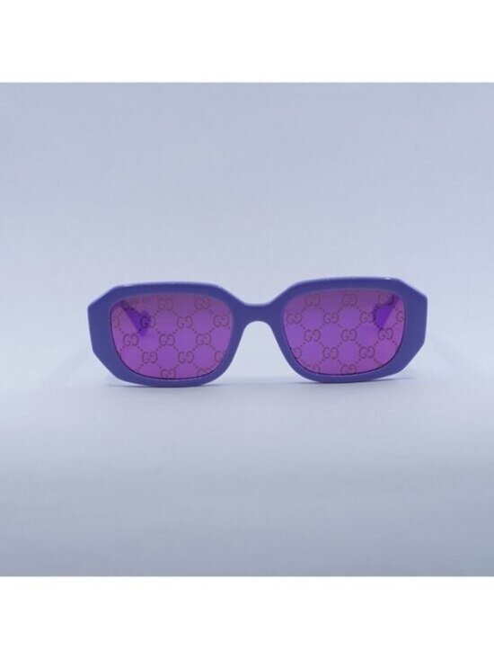 Gucci GG1535S 004 Sunglasses Lilac Rectangle Frame, Pink GG Pattern Lenses main image 6
